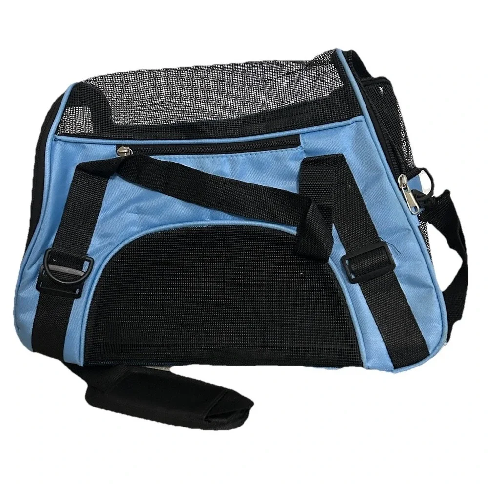 Pet Carrier Smal Dog/Cat Purse Tote Handbag Carry Bag ~ FURBABY BLUE ~ Used PB3